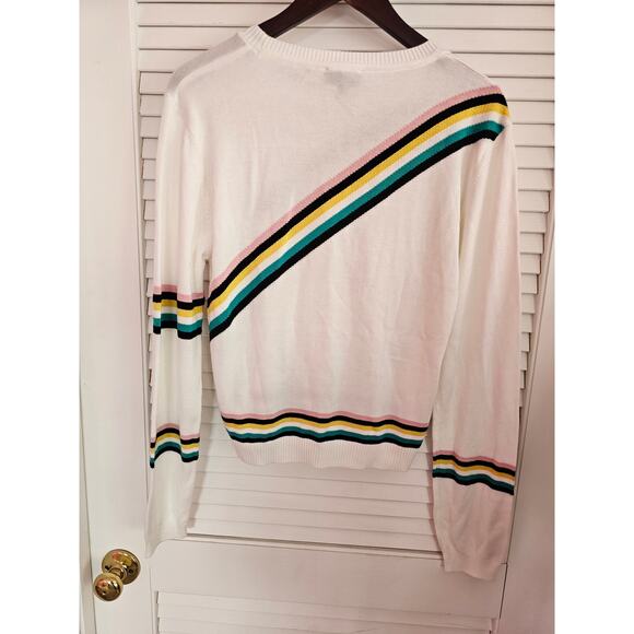 NWOT TOPSHOP VARSITY DIAGONAL STRIP SWEATER LADIES 12 LARGE - Picture 4 of 5